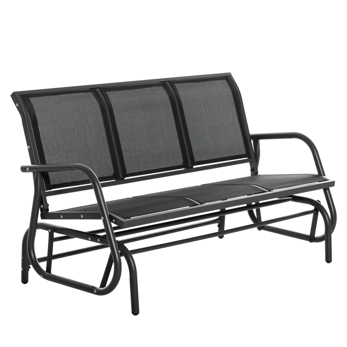 212 Main 84B-531 Outsunny 3-Person Outdoor Patio Glider Bench&#44; Porch Glider Swing with 3 Seats&#44; Breathable Mesh Fabric & Metal Fr