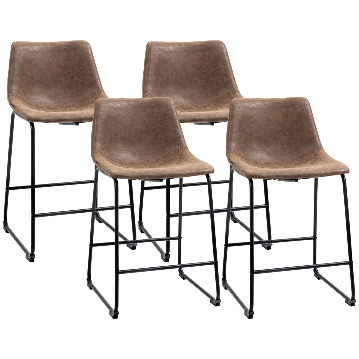 212 Main 835-P099 Homcom Counter Height Bar Stools&#44; Vintage PU Leather Barstools with Footrest for Dining Room&#44; Home Bar & Kitche