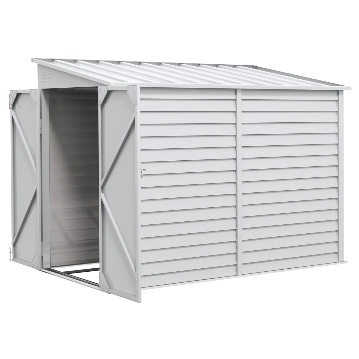 212 Main 845-841V01WT 5 x 9 ft. Outsunny Outdoor Storage Shed&#44; Lean to Metal Shed with Foundation&#44; Lockable Doors & Gloves for Pa