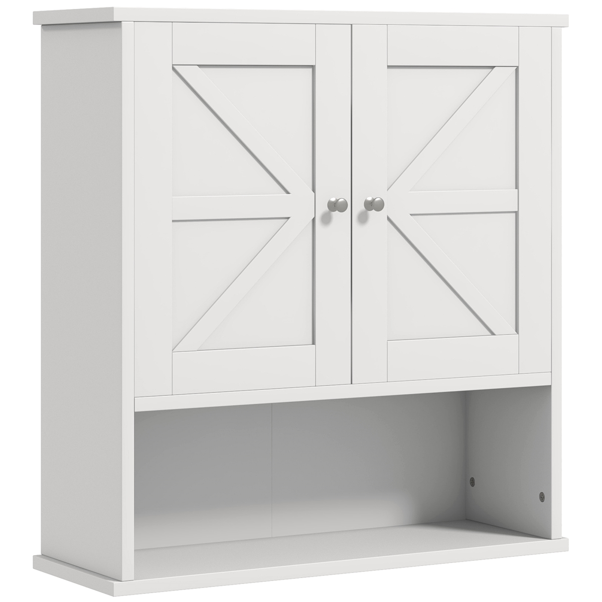 212 Main 834-646V80WT kleankin Farmhouse Bathroom Wall Cabinet&#44; Wall Mounted Medicine Cabinet with Barn Doors & Adjustable Shelf for