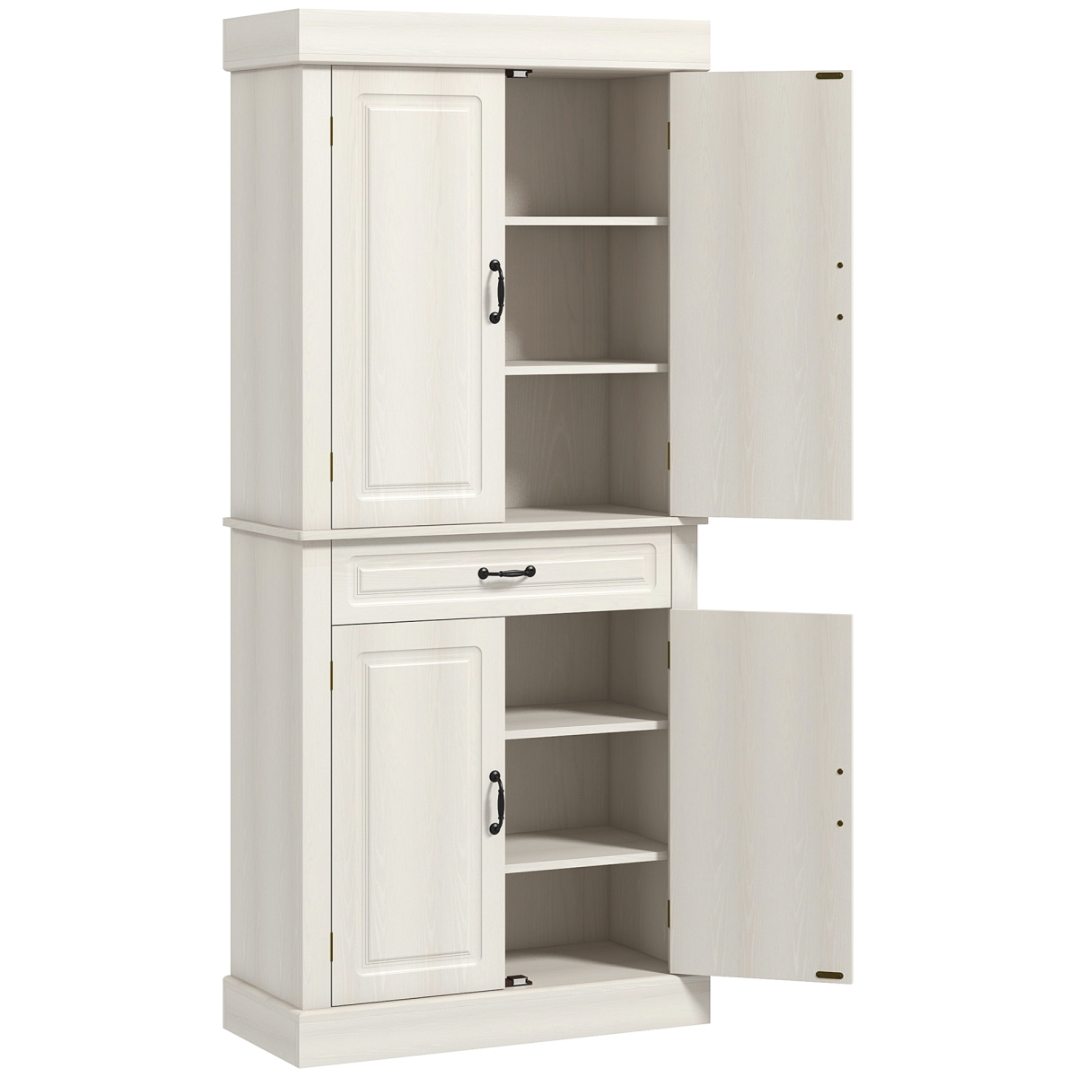 212 Main 835-346V82WT 71 in. Homcom Freestanding Kitchen Pantry with 4 Doors & 2 Large Cabinets&#44; Tall Storage Cabinet with Drawer&#44