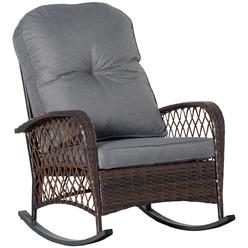 212 Main 867-102 Outsunny Outdoor Wicker Rocking Chair with Thickened Cushions&#44; Patio Yard Furniture Club Rocker Chair for Garden&#44