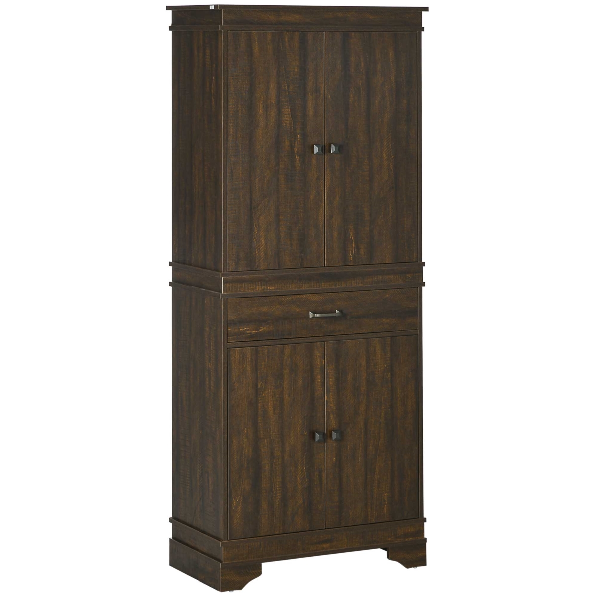 212 Main 835-995V80WN 72 in. Homcom 4-Door Pantry Cabinets&#44; Farmhouse Kitchen Storage Cabinet with Drawer & Shelves&#44; Walnut