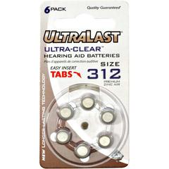 Ultralast UL312HA Ultralast Ultra-Clear Hearing Aid Batteries - Size 312