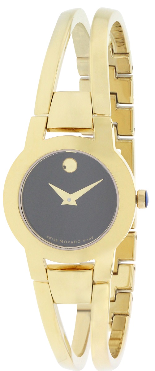 Movado 606946 Amorosa Gold-Tone Ladies Watch - Concave Dot Dial