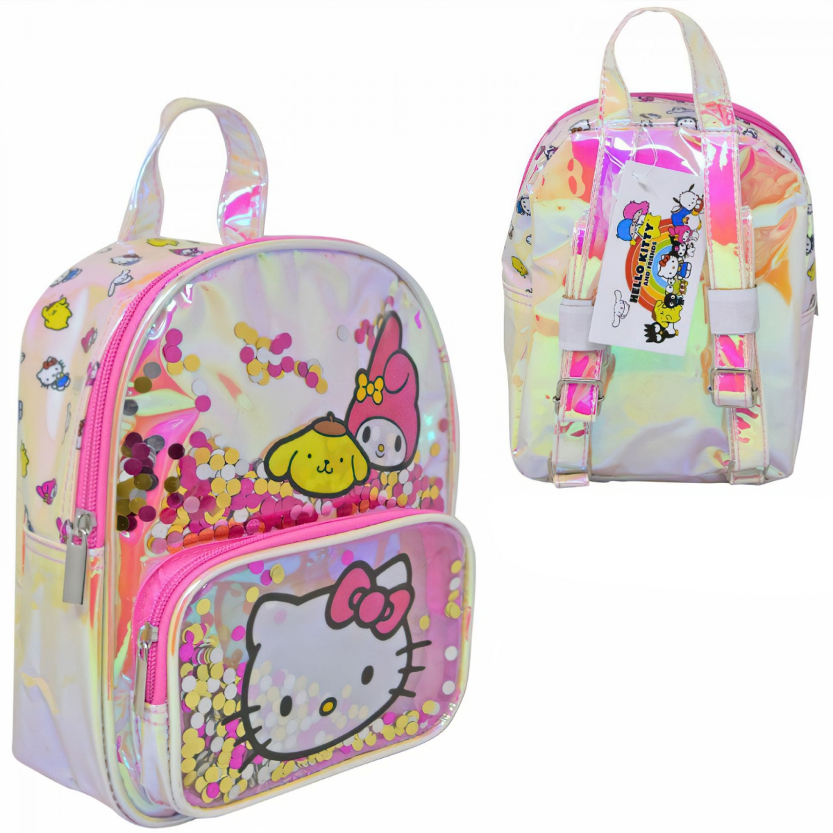 Hello Kitty 875793 10 in. Hello Kitty & Friends Iridescent Mini Backpack