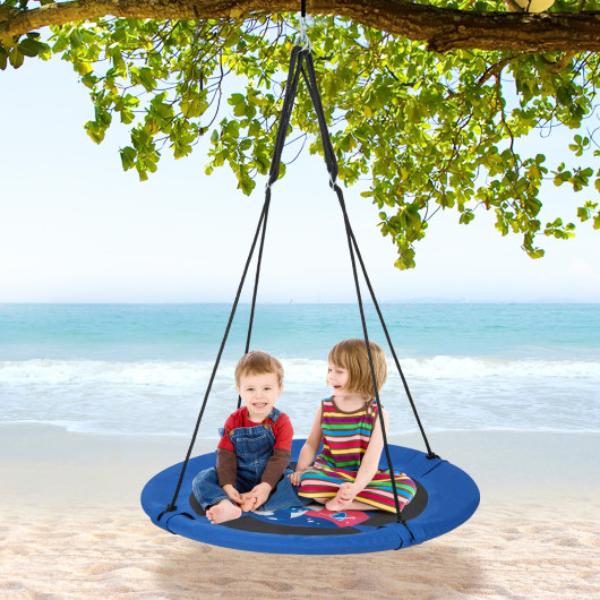 Total Tactic NP11372HJ 40 in. Saucer Tree Swing with Adjustable Hanging Ropes & 900D Oxford Fabric&#44; Blue & Black - Rocket