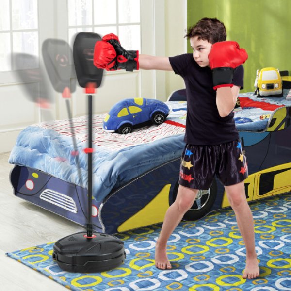 Total Tactic SP38028 Quick Rebound Design Inflation-Free Boxing Set with Punching Bag & Boxing Gloves for 5-Up Years Old Kids&#44; Black