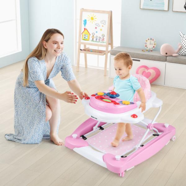 Total Tactic BC10167PI 6-in-1 Foldable Baby Walker with Adjustable Height&#44; Pink