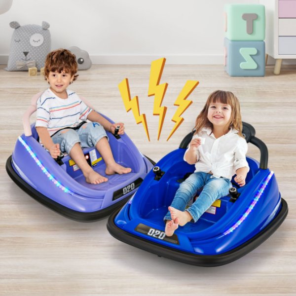 Total Tactic TQ10125US-ZS 12V Kids Bumper Car Ride on Toy with Remote Control & 360 deg Spin Rotation&#44; Purple