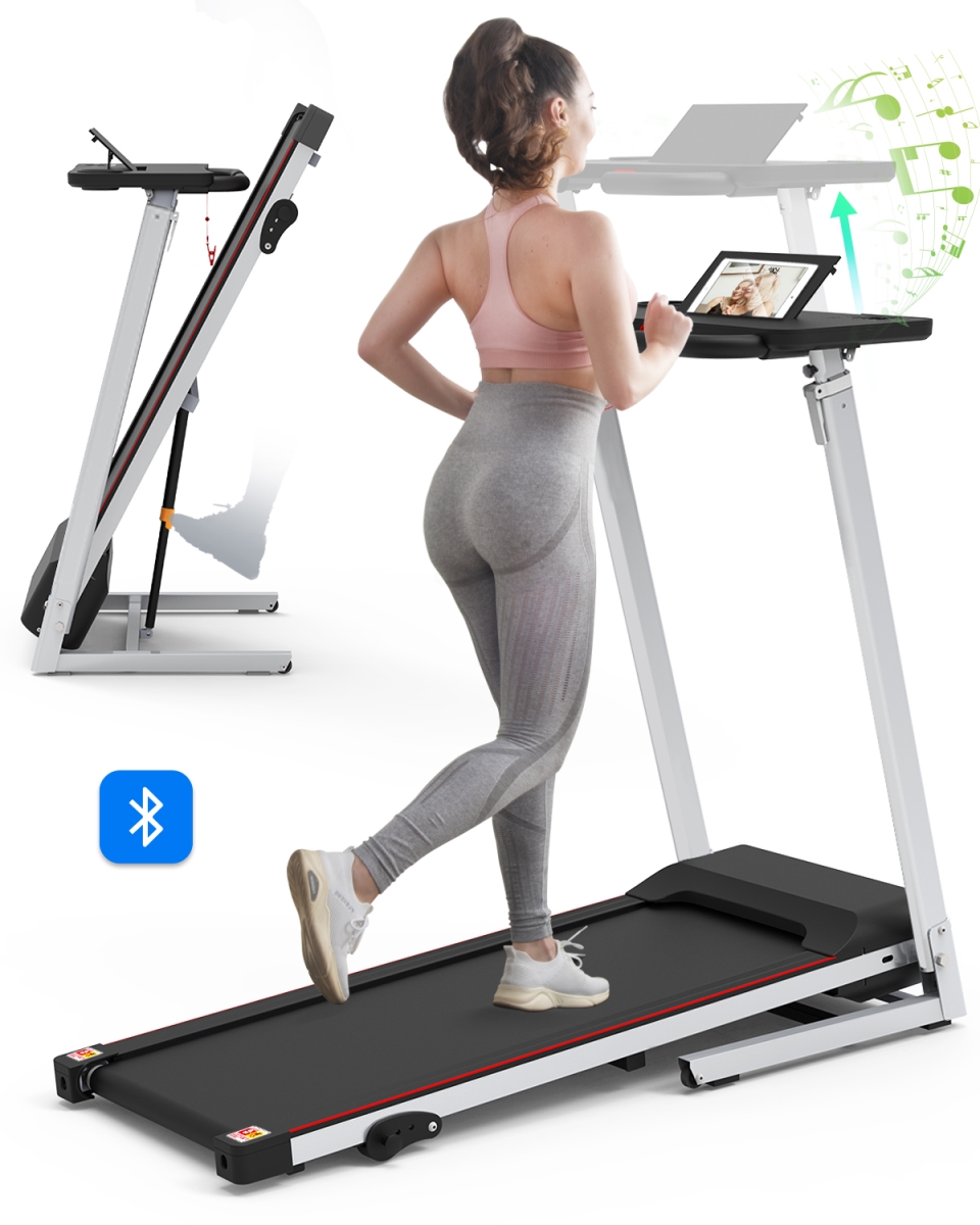 DIRECT WICKER UBS-W987118482 Folding Electric Treadmill with Desk for Home&#44; Running Machine for Small Apartment