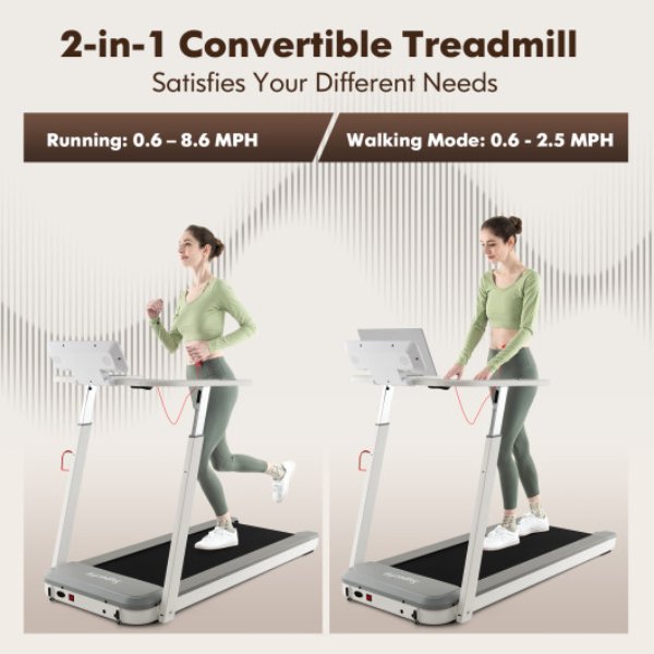 Total Tactic SP37860US-SL 3 HP Folding Treadmill with Adjustable Height & App Control&#44; Silver