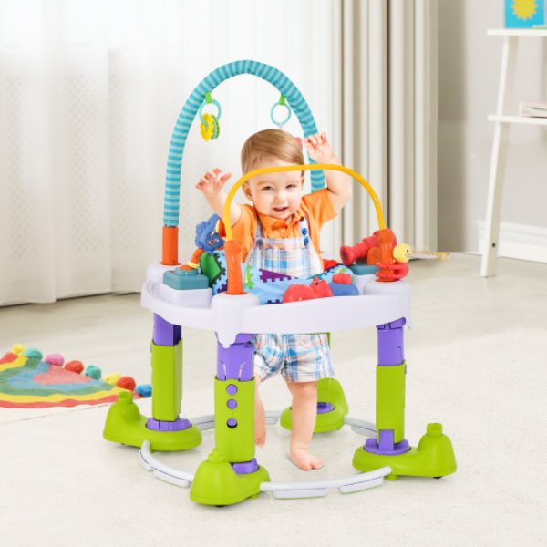 Total Tactic TM10063GN 4-in-1 Baby Bouncer Activity Center with 3 Adjustable Heights&#44; Green