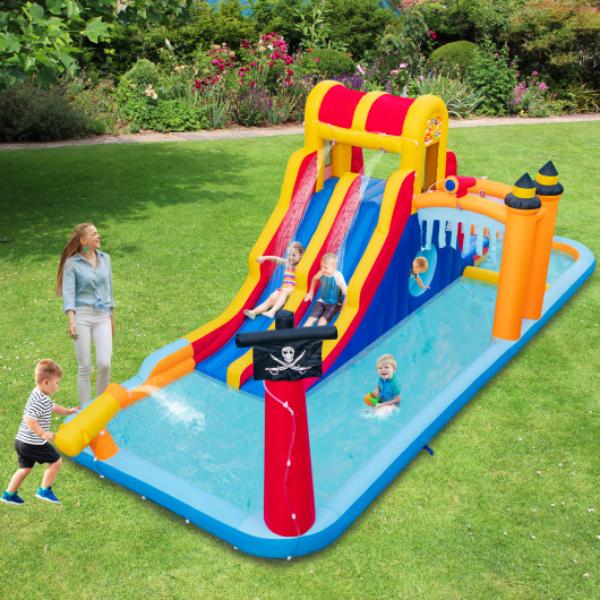 Total Tactic NP11333 6-in-1 Inflatable Water Slide with Dual Slides & Cave Crawling Game without Blower