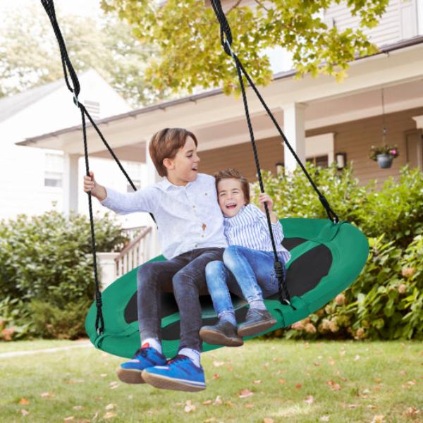 Total Tactic NP11270GN 40 in. Saucer Tree Swing Round with Adjustable Ropes & Carabiners&#44; Green