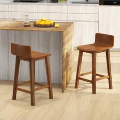 Total Tactic JV11408WN 2 Piece Counter Height Bar Stool with Backrest Set&#44; Walnut