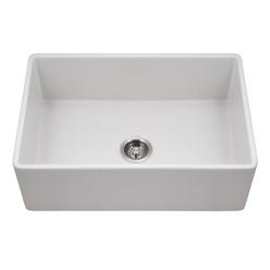 Houzer PTS-4100 MWH 30 in. Platus Series Fireclay Dual Mount Undermount or Apron-Front Farmhouse Single Bowl Kitchen Sink&#44; Matte Wh