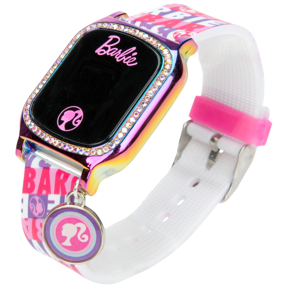 Barbie 869700 Barbie Pink Waves LED Kids Watch with Silicone Band&#44; Pink & White