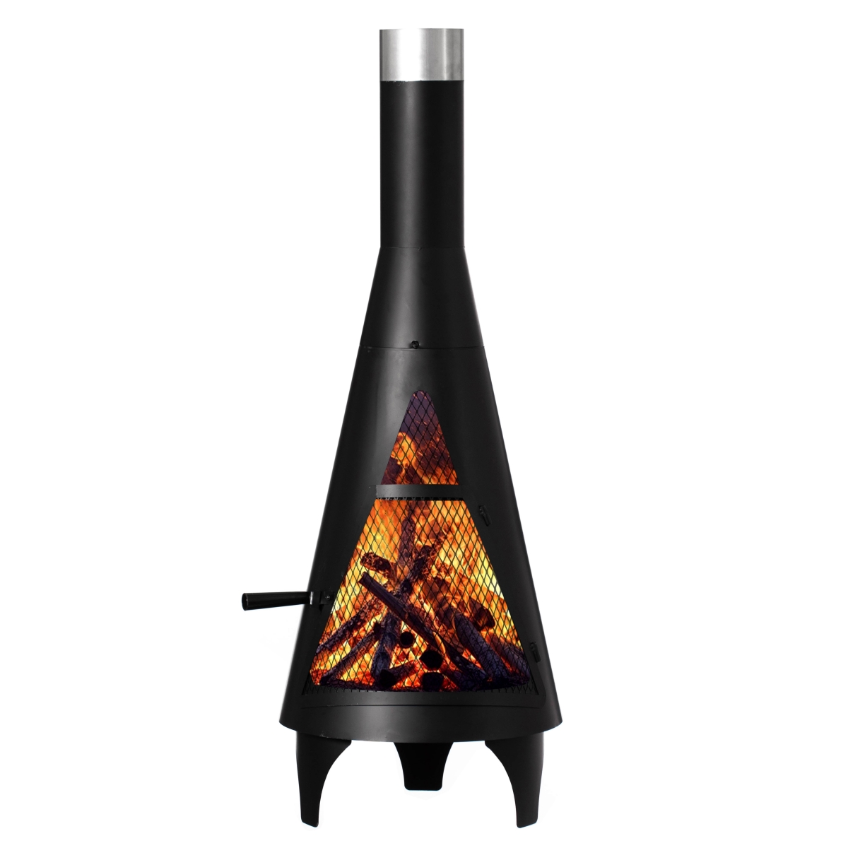 Gardenised QI004662 50&' Black Outdoor Metal Wood Burning Chimenea Patio Heater Fire Pit for Backyard or Deck&#44; Includes Fire Pit Po