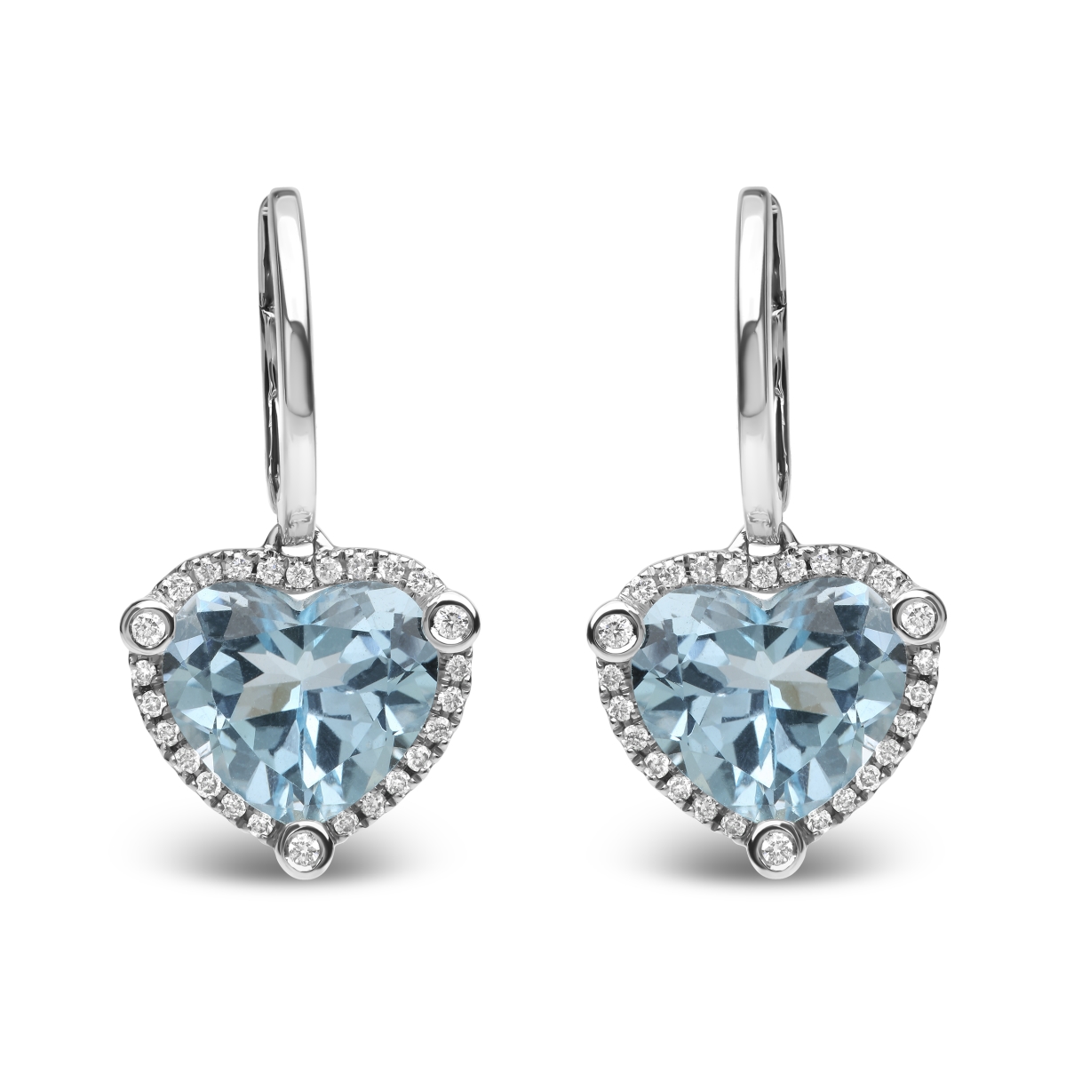 Infinite Jewels 020415EN50 18K White Gold 0.25 CTTW Round Diamond & 10 mm Heart Shape Sky Blue Topaz Gemstone Halo Heart Dangle Hoop Earrings&#4