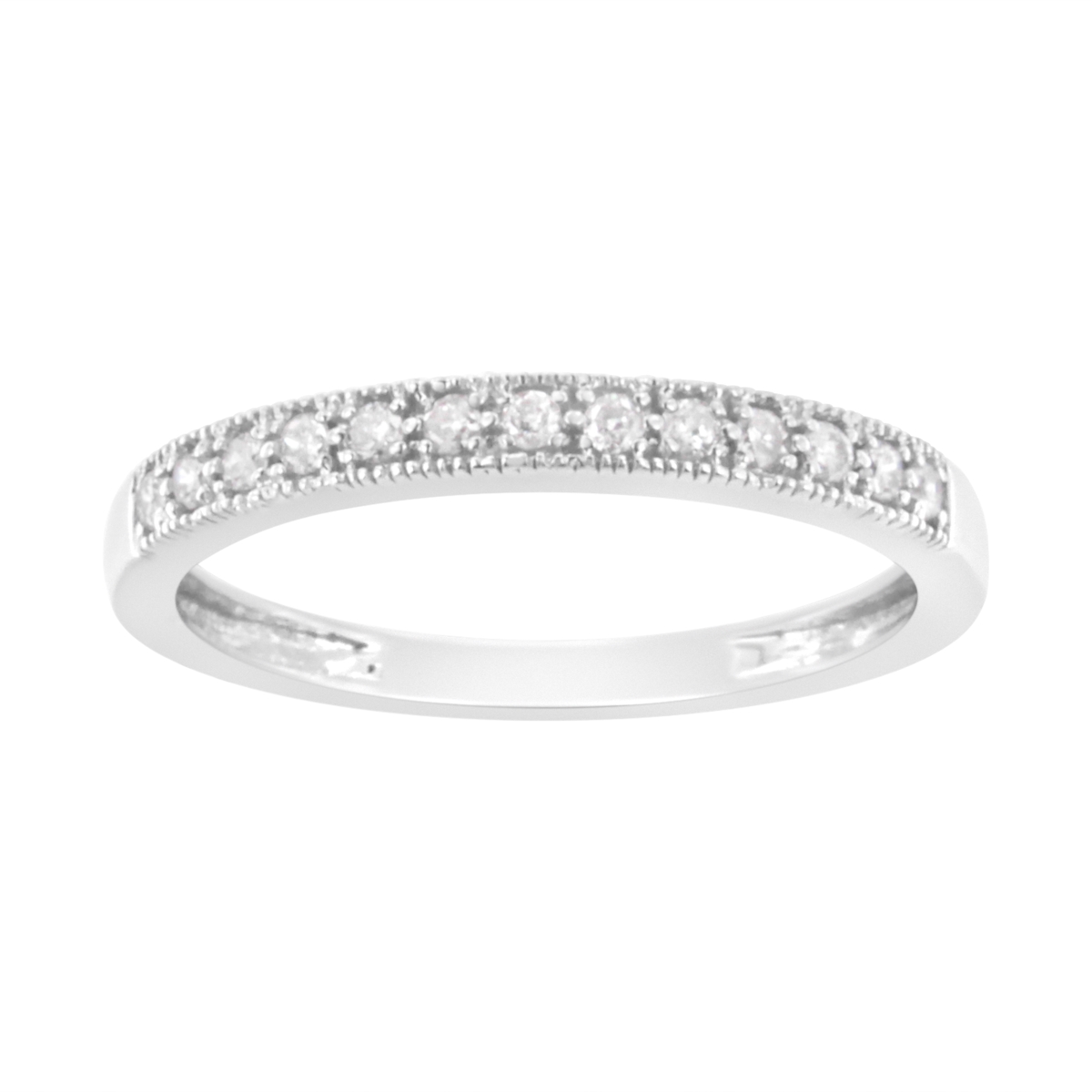 Infinite Jewels 017612R800 IGI Certified 0.15 CTTW Diamond 10K White Gold Prong Set Beaded Milgrain Band Style Ring&#44; I-J Color - I2-I3 Clari