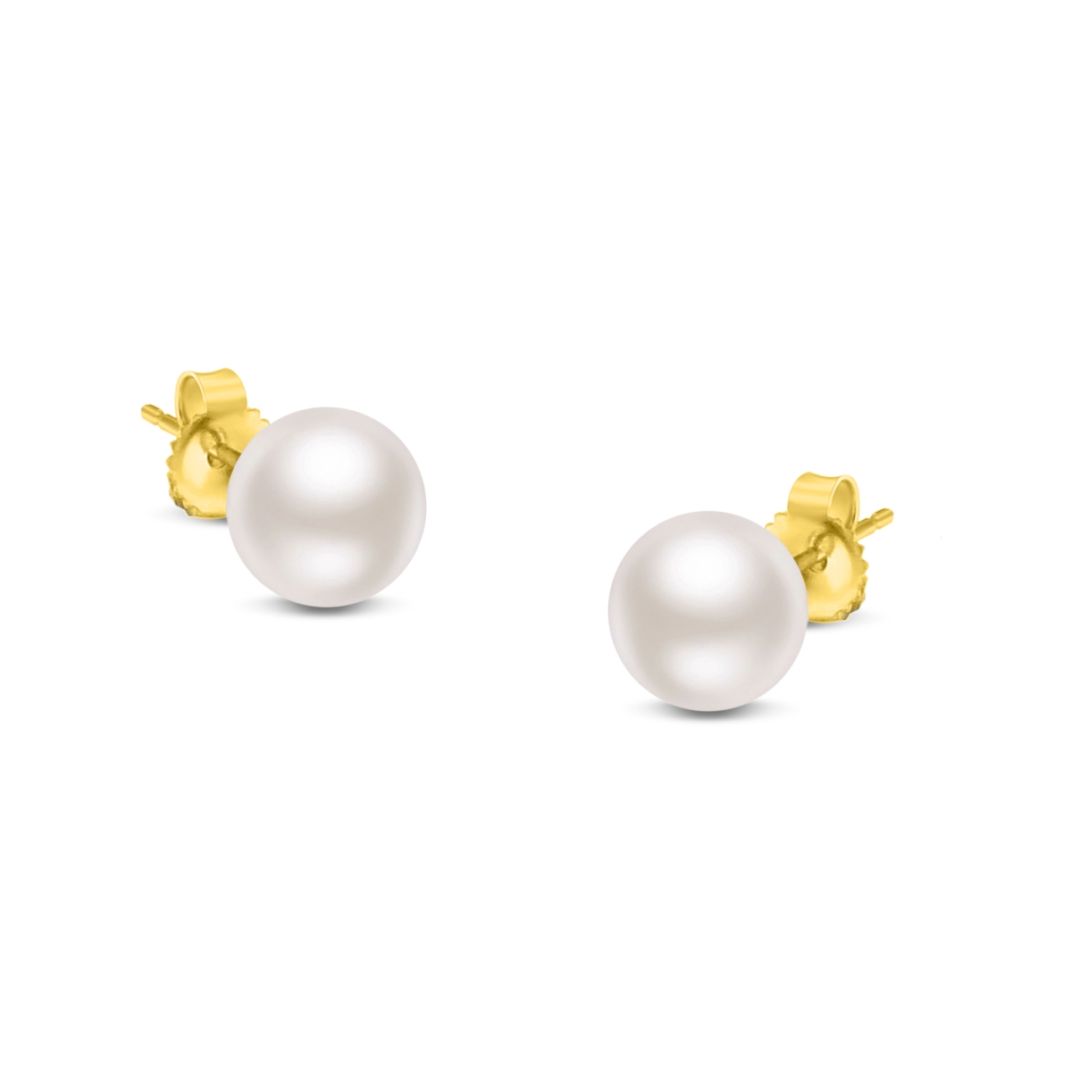 Infinite Jewels 018308ES35 14K Yellow Gold Round White 6.0-6.5 mm Saltwater Akoya Cultured Pearl Stud Earrings for AAA plus Quality