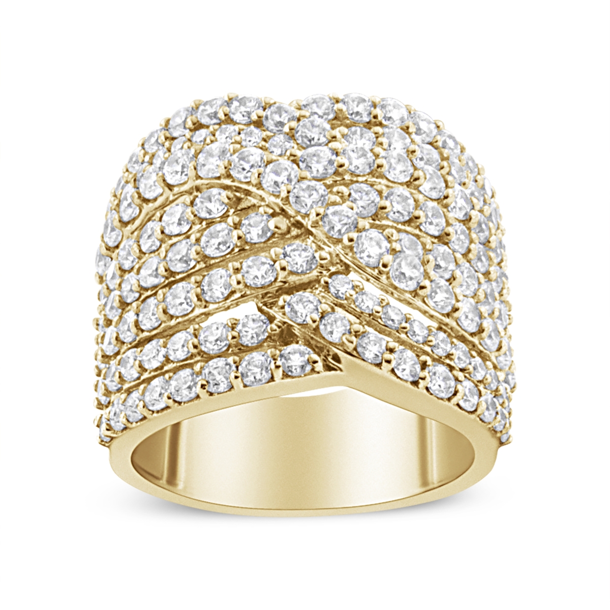 Infinite Jewels 020287R900 10K Yellow Gold 3.0 CTTW Diamond Eight-Row Bypass Cross Over Statement Band Ring&#44; H-I Color - I2-I3 Clarity - Siz