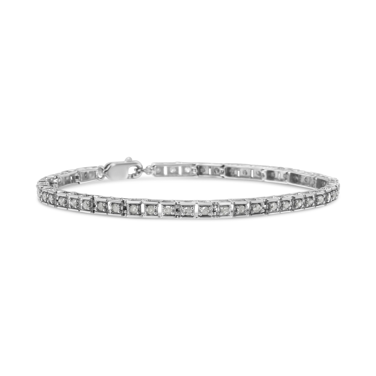 Infinite Jewels 60-6880WDM White .925 Sterling Silver 1.0 CTTW Diamond Square Hybrid Link 7 in. Tennis Bracelet&#44; I-J Color - I2-I3 Clarity