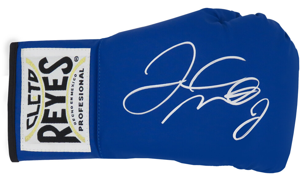 Schwartz Sports Memorabilia MAYGLV515 Floyd Mayweather Jr. Signed Cleto Reyes Blue Boxing Glove