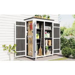DIRECT WICKER UBS-SP100016AAE Outdoor Wood Storage Shed&#44; Garden Cabinet with Waterproof Asphalt Roof&#44; Doors and Multiple-tier Shelves