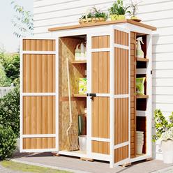 DIRECT WICKER UBS-SP100016AAL Outdoor Wood Storage Shed&#44; Garden Cabinet with Waterproof Asphalt Roof&#44; Doors and Multiple-tier Shelves
