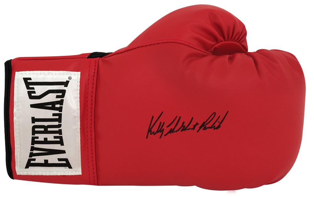 Schwartz Sports Memorabilia PAVGLV500 Kelly Pavlik Signed Everlast Red Boxing Glove with The Ghost Inscription