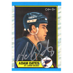 Schwartz Sports Memorabilia OATCAR400 Adam Oates Signed St. Louis Blues 1989 O-Pee-Chee Hockey Trading Card No.185
