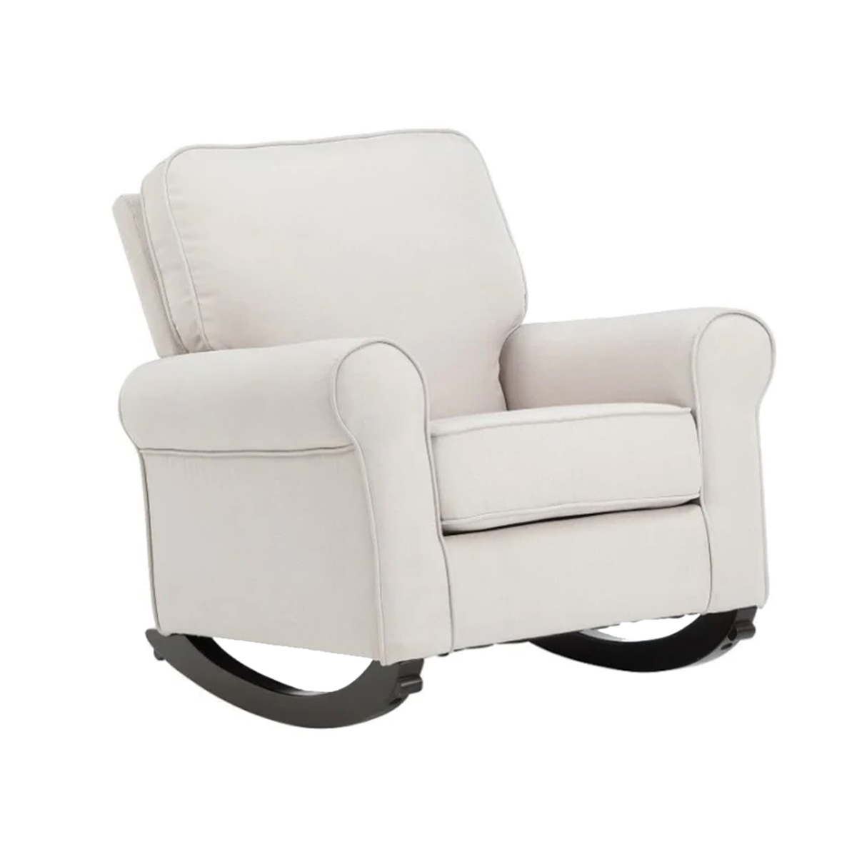Benjara BM312355 37 x 37 x 35 in. Rocking Chair with Pocket Coil Seat & Wood Frame&#44; Soft Beige Upholstery
