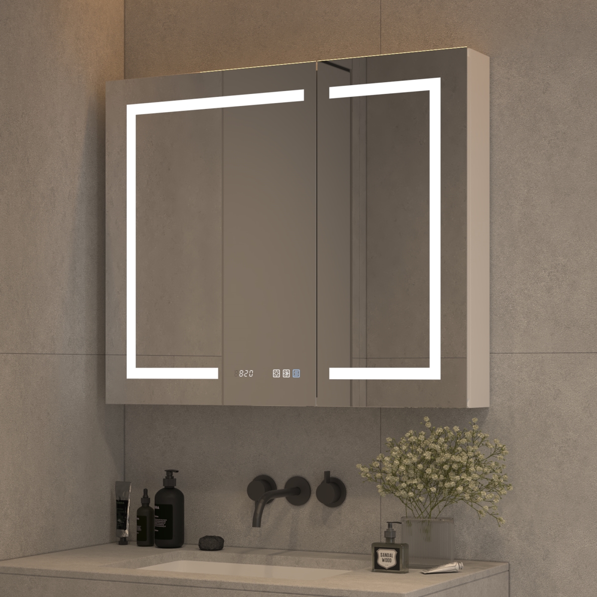 DIRECT WICKER UBS-11FXMC3630V3DX LED Mirror Medicine Cabinet With Defogger&#44;Dimmer Outlets and USB