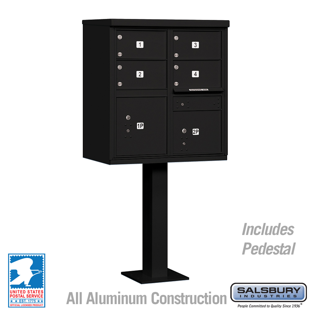 Salsbury Industries 3305BLK-U 30.5 x 62 x 18 in. Cluster Box Unit - 4 C Size Doors - Type V - USPS Access, Black