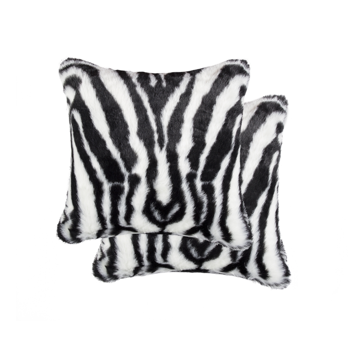 LUXE 331410041241 Luxe Home Decor Belton Faux Fur Pillow   2-Piece   Denton zebra blk/wht   18&'x18&'