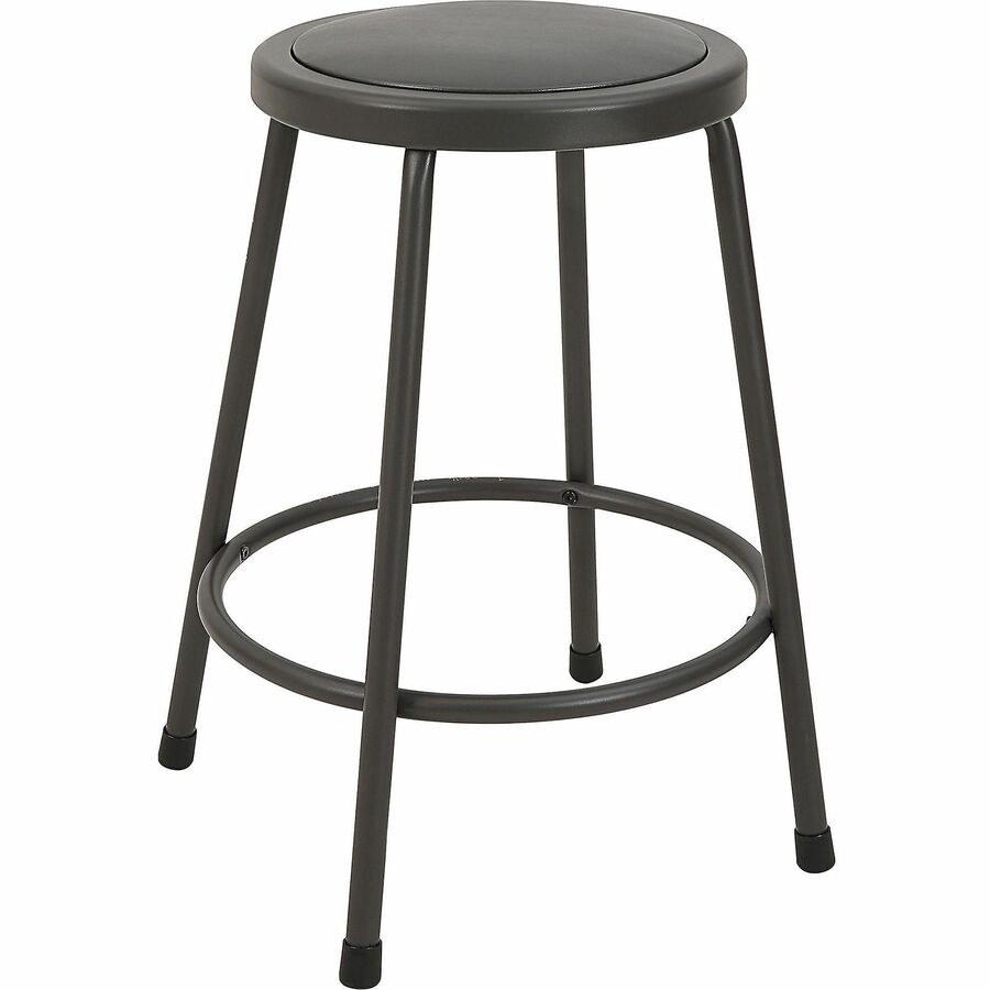 Lorell LLR83081 24 in. Metal Shop Stool with Vinyl PADDED Seat&#44; Light Gray