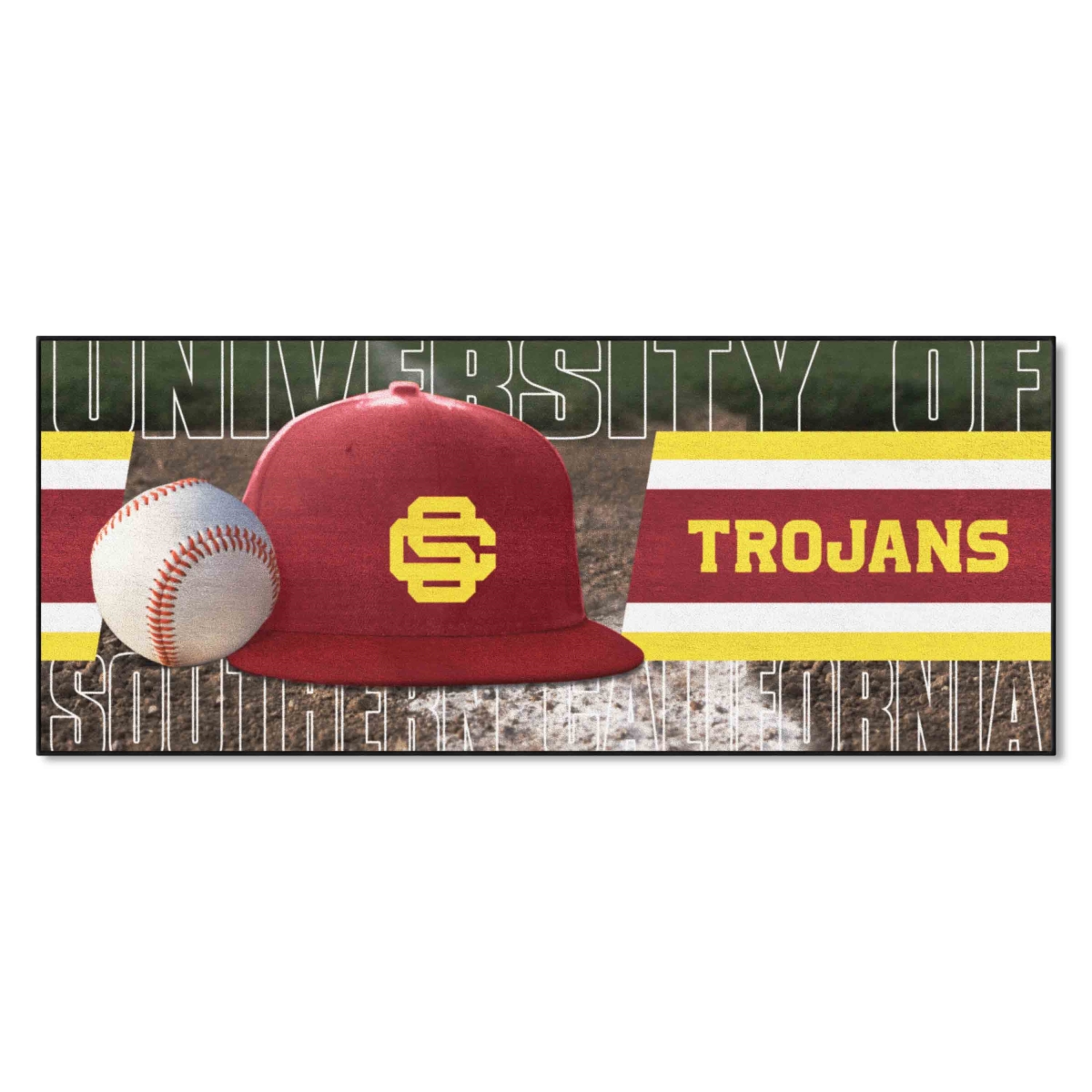 Fanmats 31880 30 x 72 in. Southern California Trojans Baseball Runner Rug&#44; Cardinal