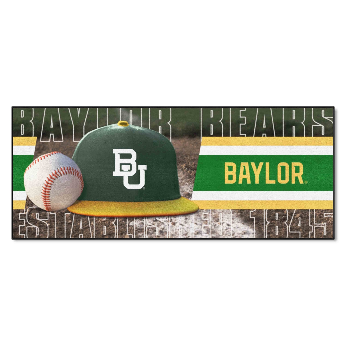 Fanmats 28007 30 x 72 in. Baylor Bears Baseball Runner Rug&#44; White