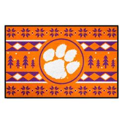 Fanmats 25805 19 x 30 in. Clemson Tigers Holiday Sweater Starter Mat Accent Rug&#44; Orange