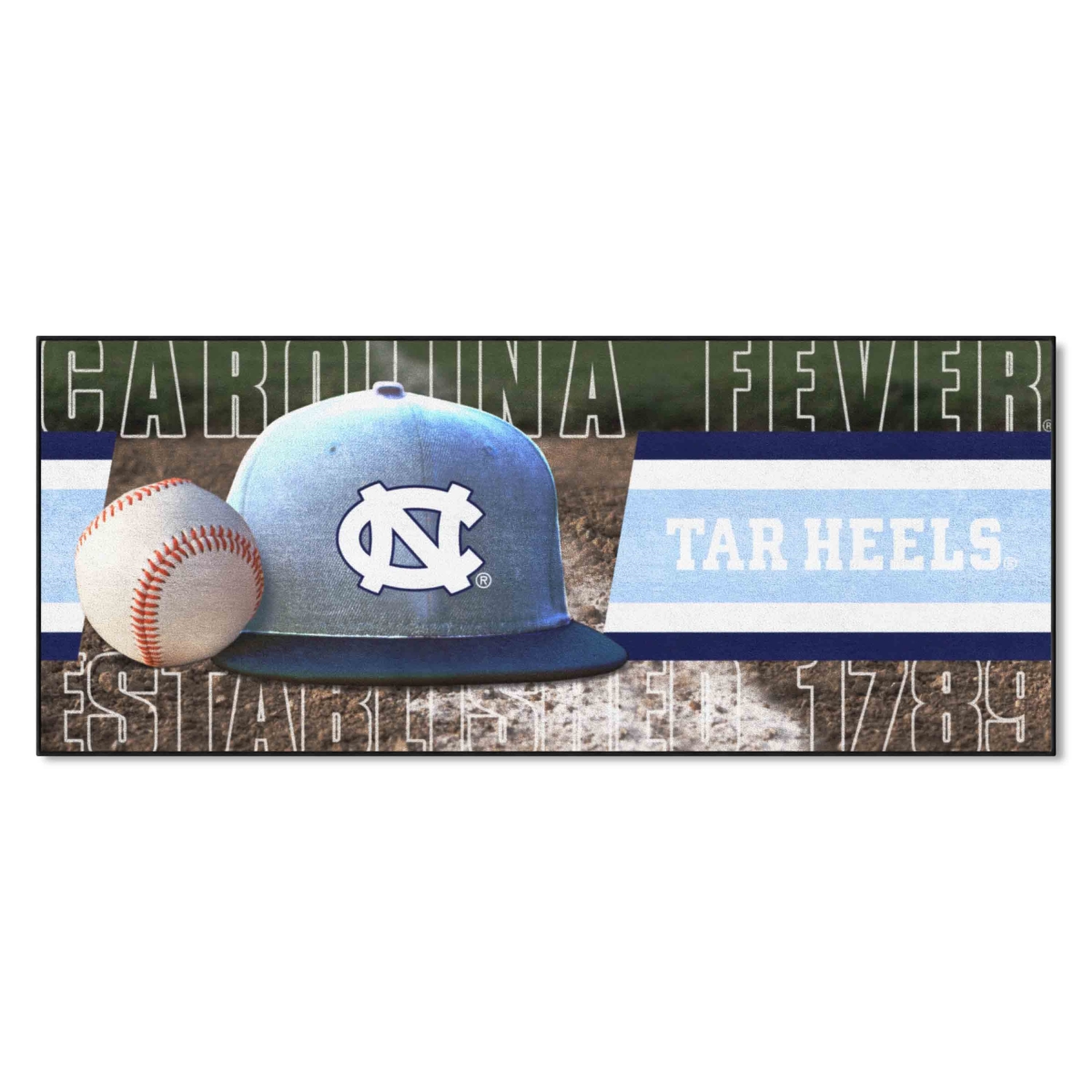 Fanmats 28023 30 x 72 in. North Carolina Tar Heels Baseball Runner Rug&#44; Blue