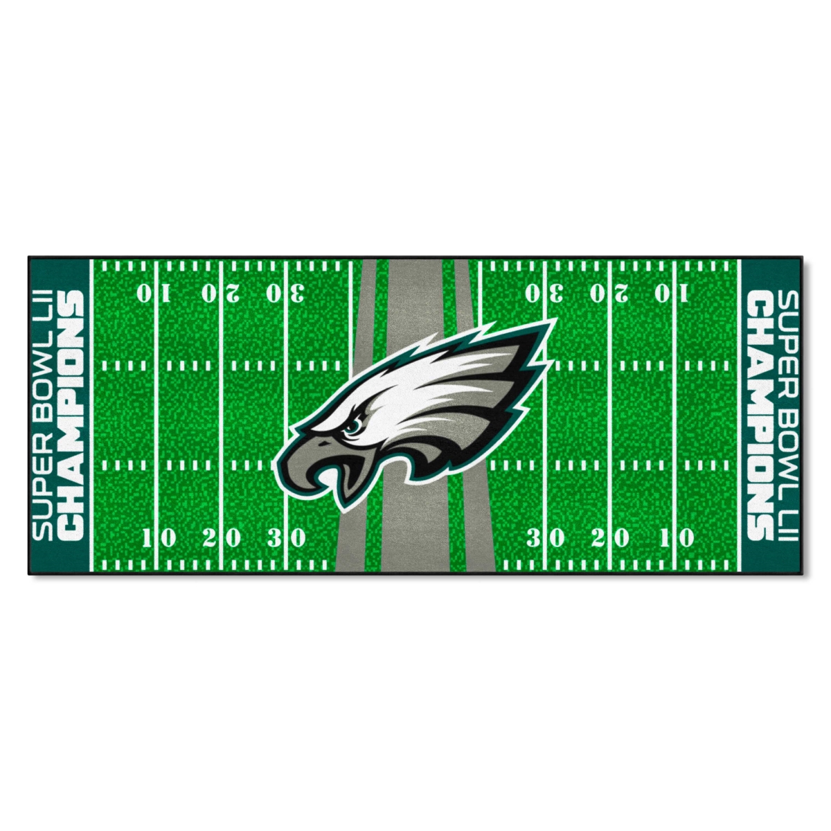 Fanmats 14523 30 x 72 in. Philadelphia Eagles Football Field Runner Mat&#44; Green