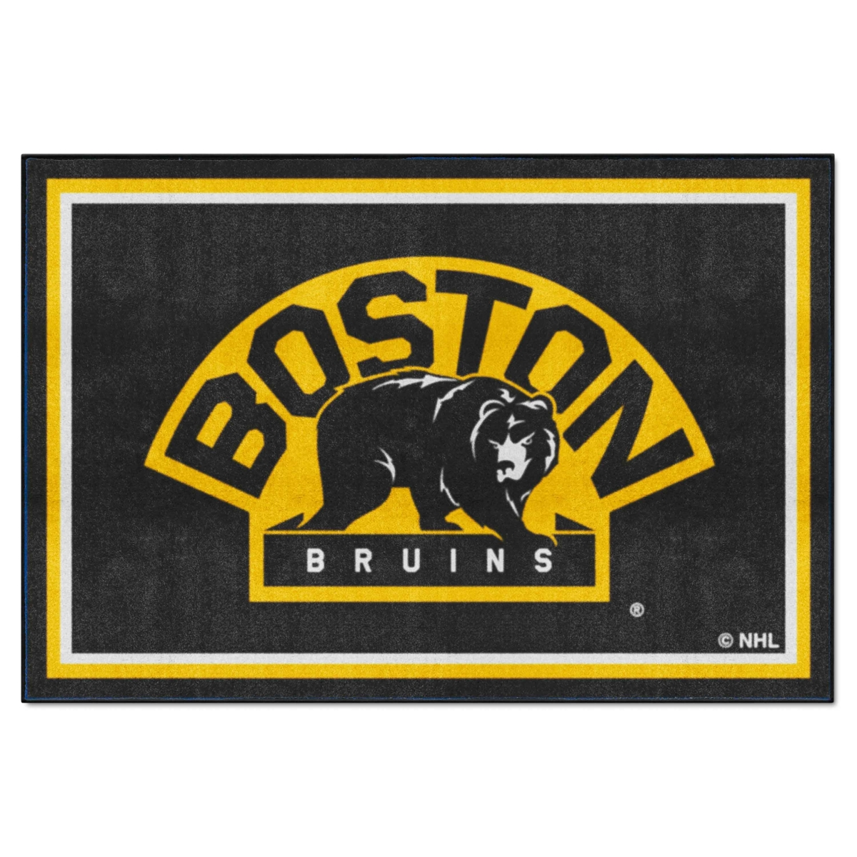 Fanmats 38507 5 x 8 ft. Boston Bruins Plush Area Rug&#44; Black
