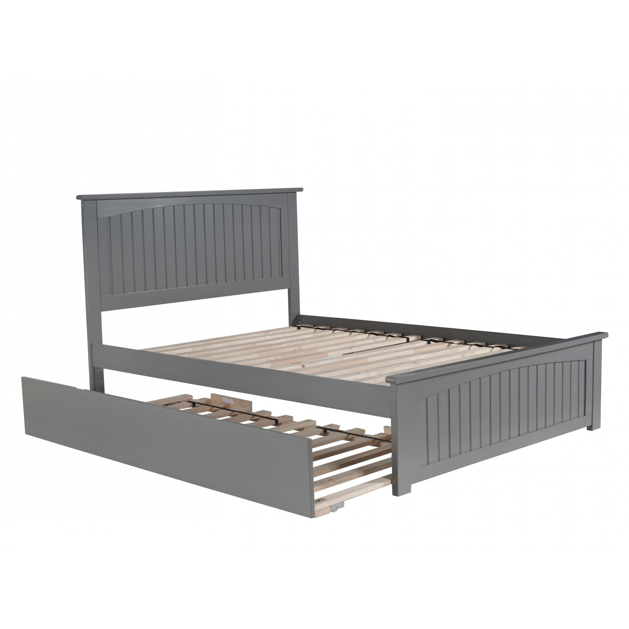 Atlantic AR8236019 Nantucket Full Platform Bed with Matching Foot Board with Twin Urban Trundle Bed - Grey