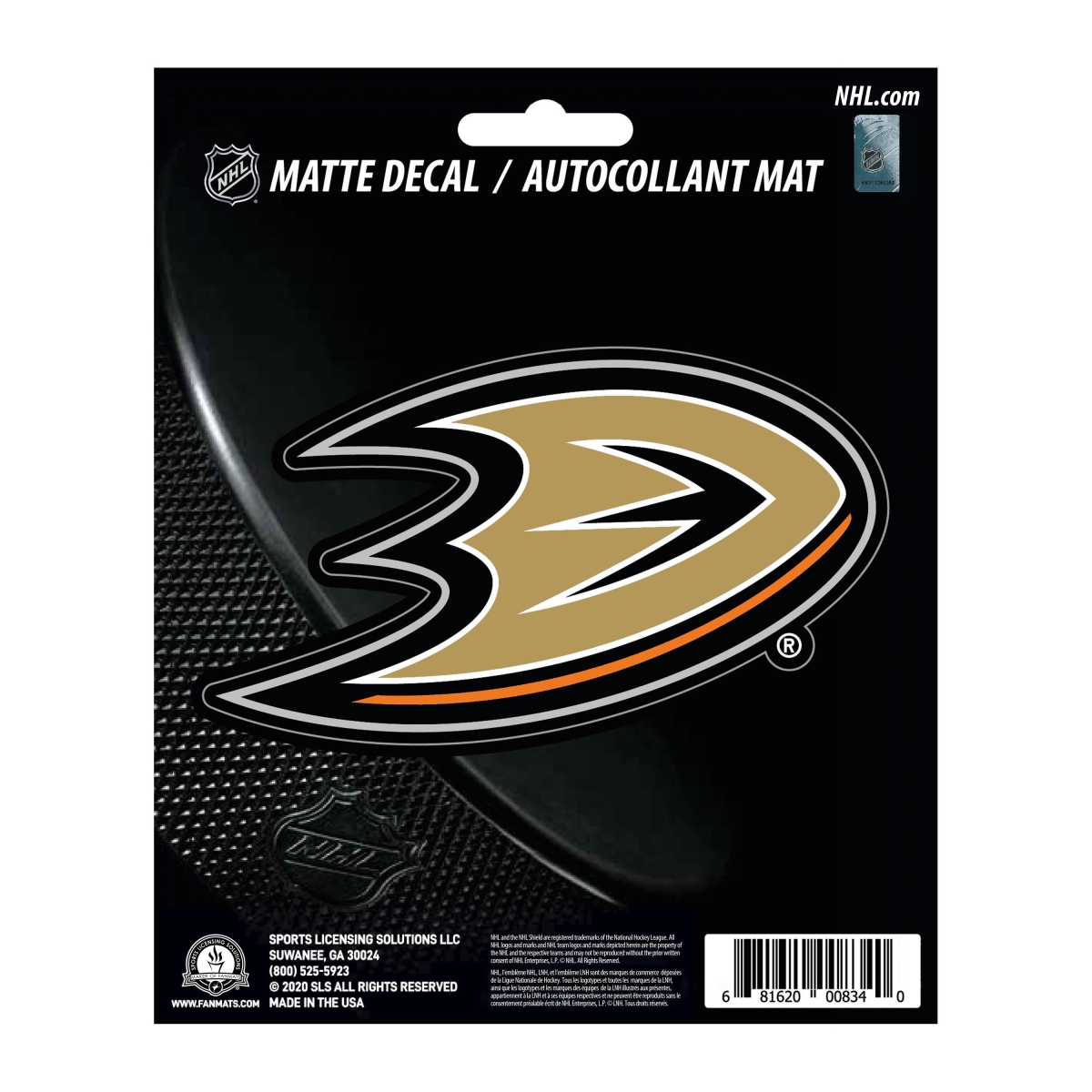 Fanmats 30770 5 x 6.25 in. Anaheim Ducks Matte Decal Sticker&#44; Black