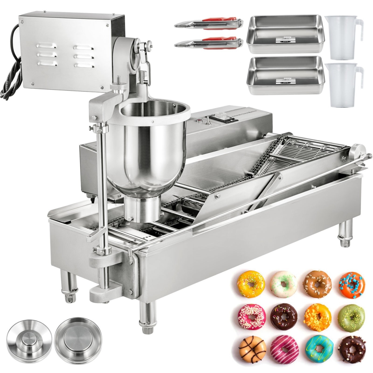 VEVOR QZDTTQJSP00000001V1 7 Liter Commercial Automatic Donut Making Machine with 3 Sizes Moulds 110V Doughnut Fryer