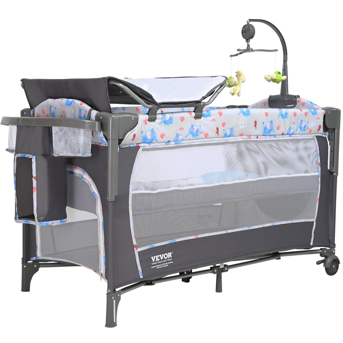 VEVOR PJCSHY0000004TNSHV0 12-Level Height Adjustable Easy to Fold Portable Baby Bassinet Bedside Sleeper