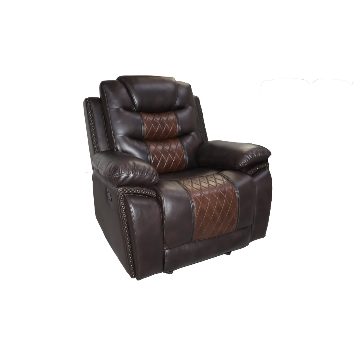 Benjara BM311481 39 in. Asher Manual Wood&#44; Pocket Coils & Faux Leather Recliner Chair&#44; Brown