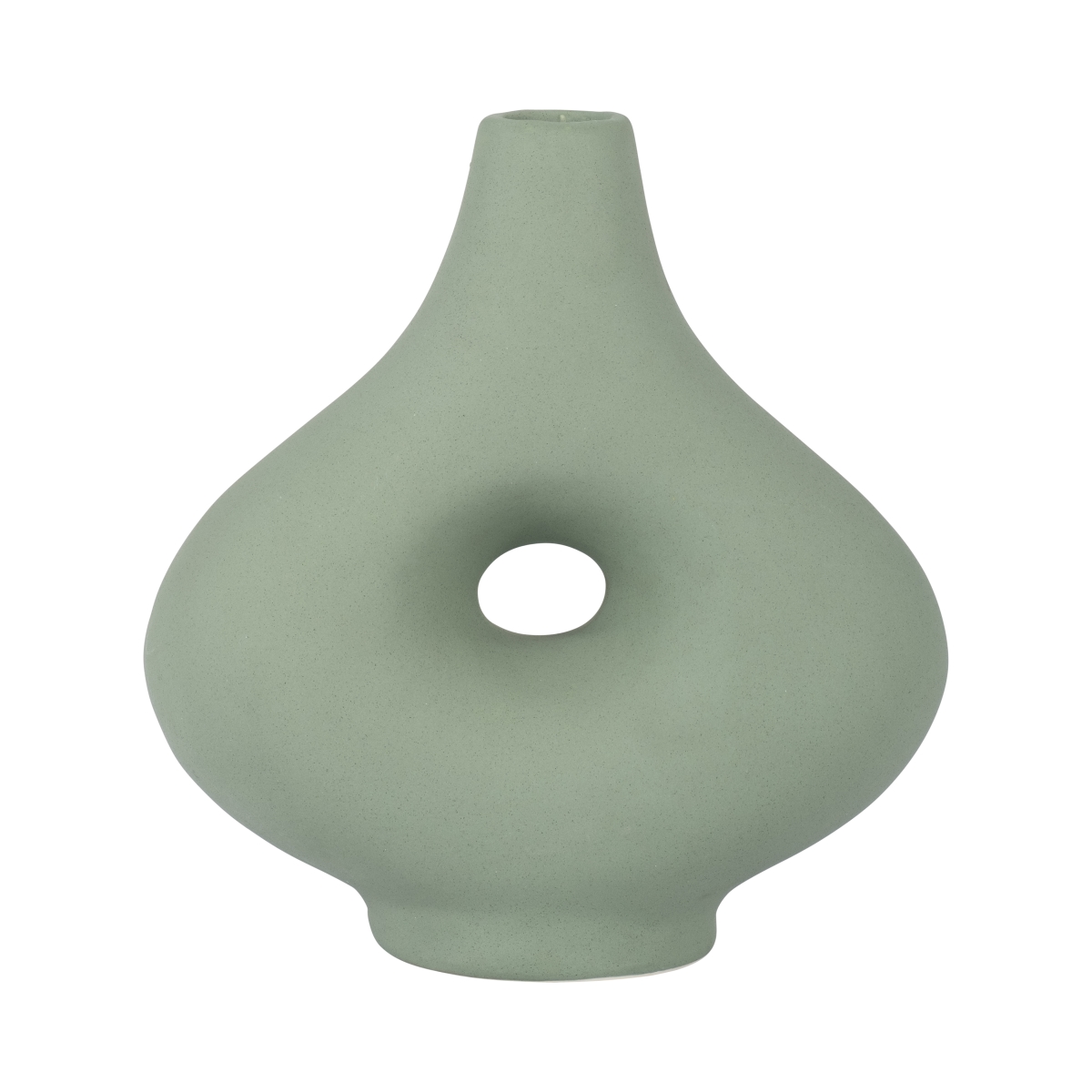 Sagebrook Home 18425-03 7 in. Stone Short Open Cut-Out Nomad Vase&#44; Green